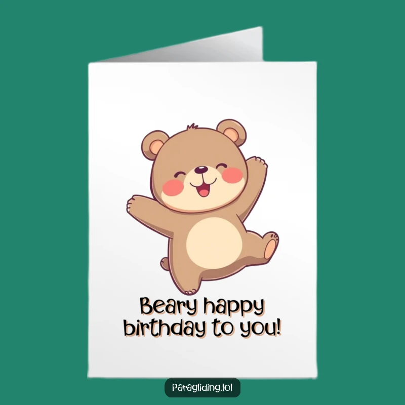 Free Printable Bear Paragliding Birthday Card: Joyful Downloadable for a Fun Celebration!