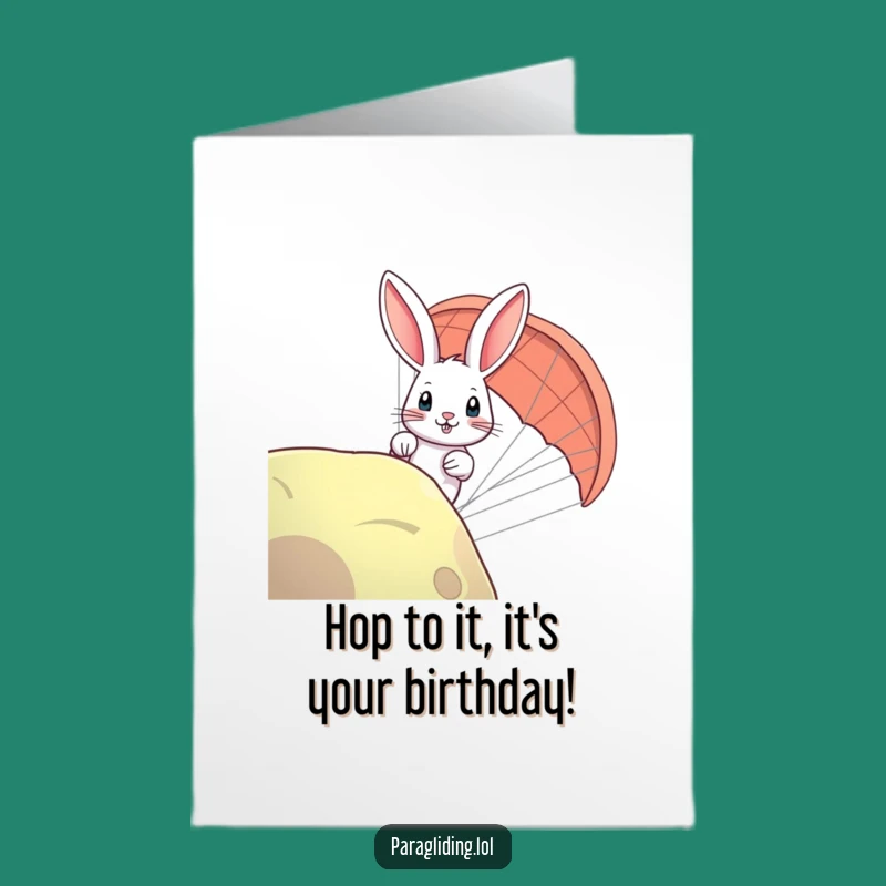 Free Printable Birthday Card: Curious Rabbit Peek Paragliding Funny Downloadable Gift