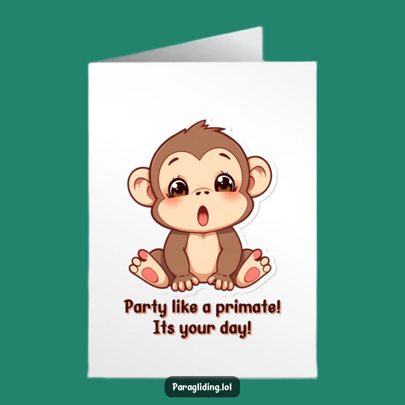 Free Printable Birthday Card: Silly Monkey Falling, Funny Downloadable Gift