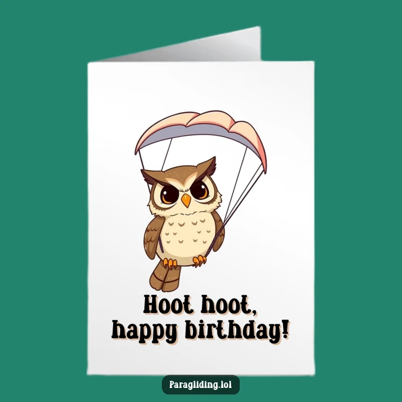 Free Printable Birthday Owl Paraglider Card: Funny Downloadable Gift for High Flyers