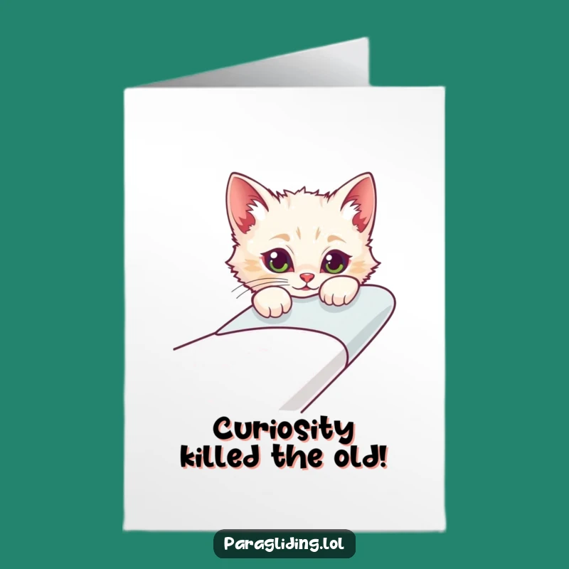 Free Printable Cat Glider Birthday Card: Funny Downloadable Gift for Adventurous Cats