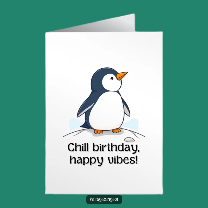 Free Printable Funny Penguin Birthday Card: Calm Observation Downloadable Gift