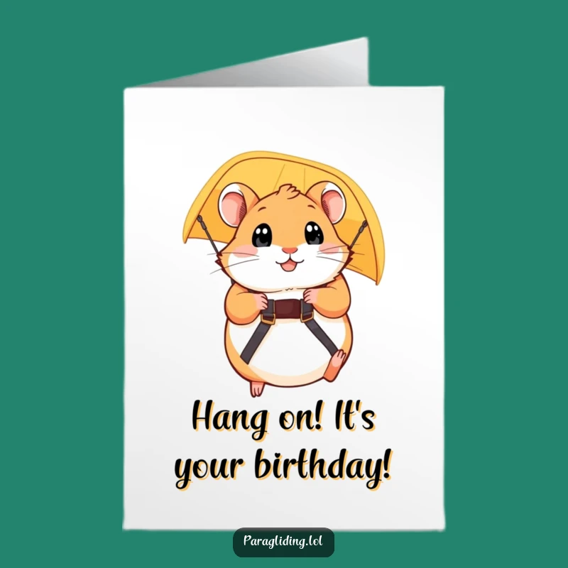 Free Printable Hamster Paraglider Birthday Card: Thrilling Downloadable Greeting for a Bold Celebration