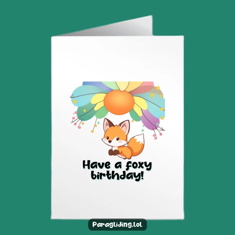 Free Printable Birthday Card: Gliding Fox - Whimsical & Funny Downloadable Gift!