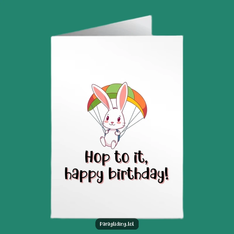 Free Printable Rabbit Paragliding Birthday Card: Curious Downloadable for a Fun Day!