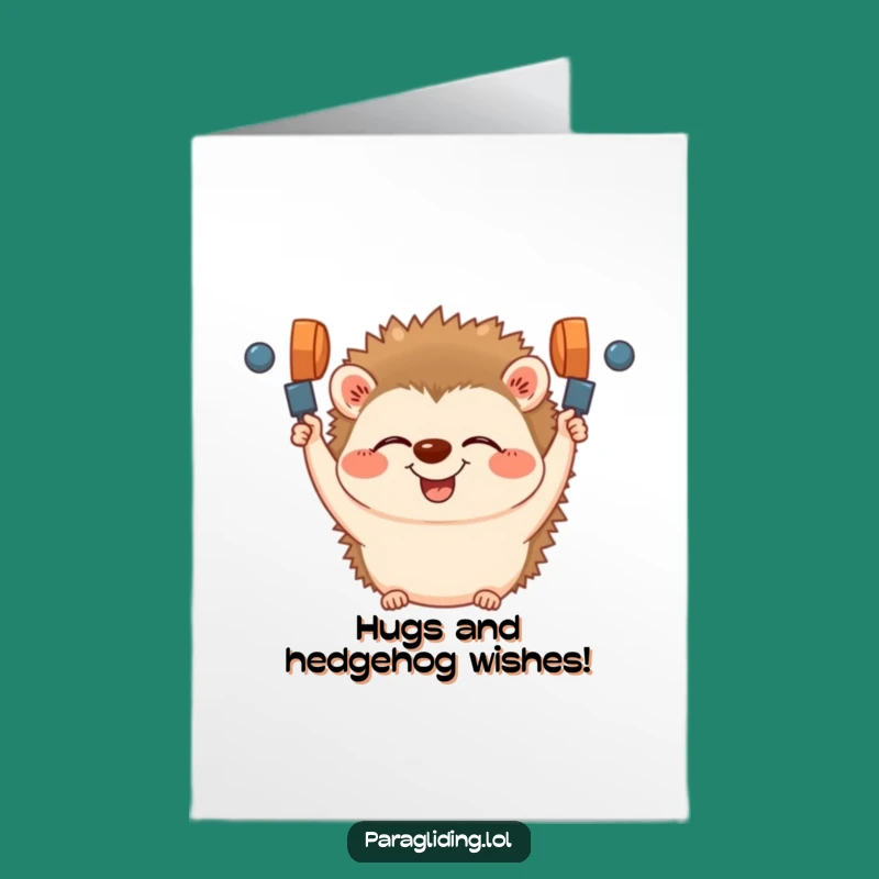 Free Printable Birthday Card: Giggling Hedgehog Grabbing Handles for a Hilarious, Fun-Filled Celebration