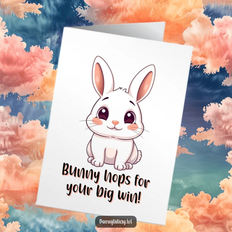 Funny Free Printable Congrats Card: A rabbit with wide, amazed eyes peers down, reacting to exciting news.