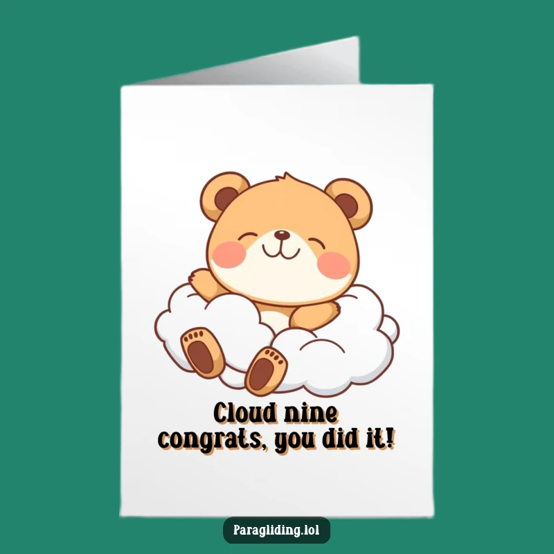 Free Printable Congrats Card: Delighted Bear Cloud Drifting Funny Downloadable Gift
