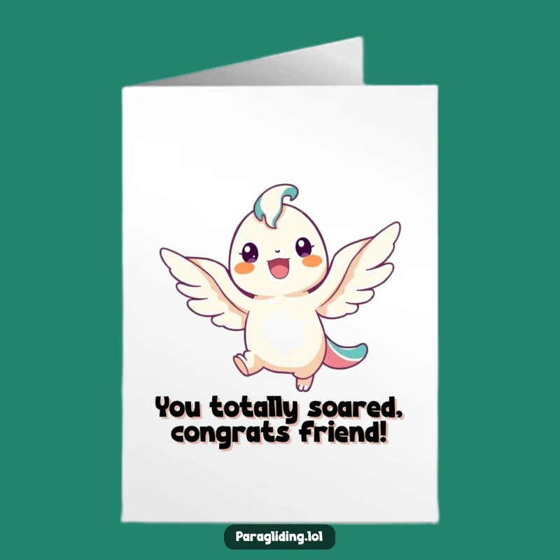 Free Printable Congrats Card: Cheerful Winged Creature for a Funny Downloadable Celebration