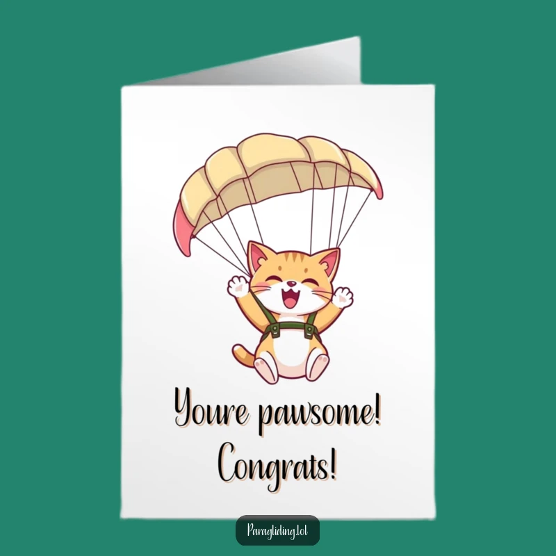 Free Printable Congrats Card: Giggling Cat Celebrates Success Downloadable Gift