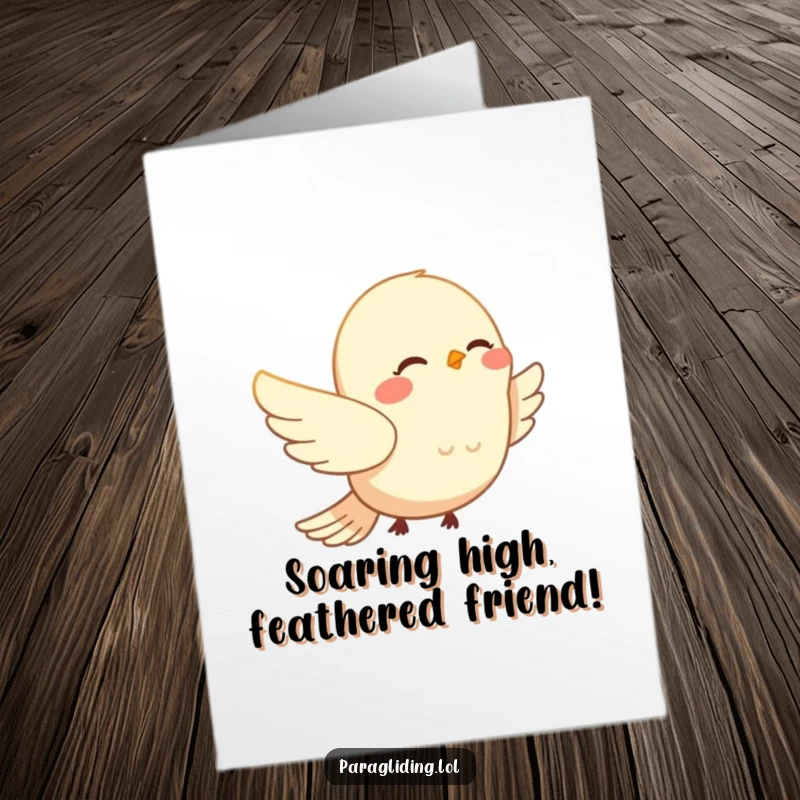 Funny Free Printable Congratulations Card: A blissful bird drifts on the wind, symbolizing a peaceful and successful journey.