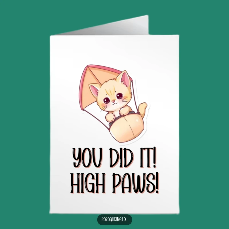 Free Printable Paragliding Kitten Congrats Card Humorous Downloadable Gift