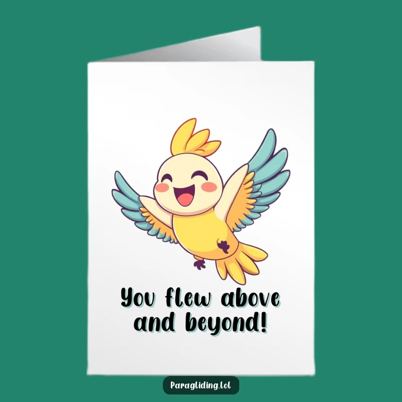 Free Printable Congrats Card: Joyful Parrot Soaring with a Big Grin