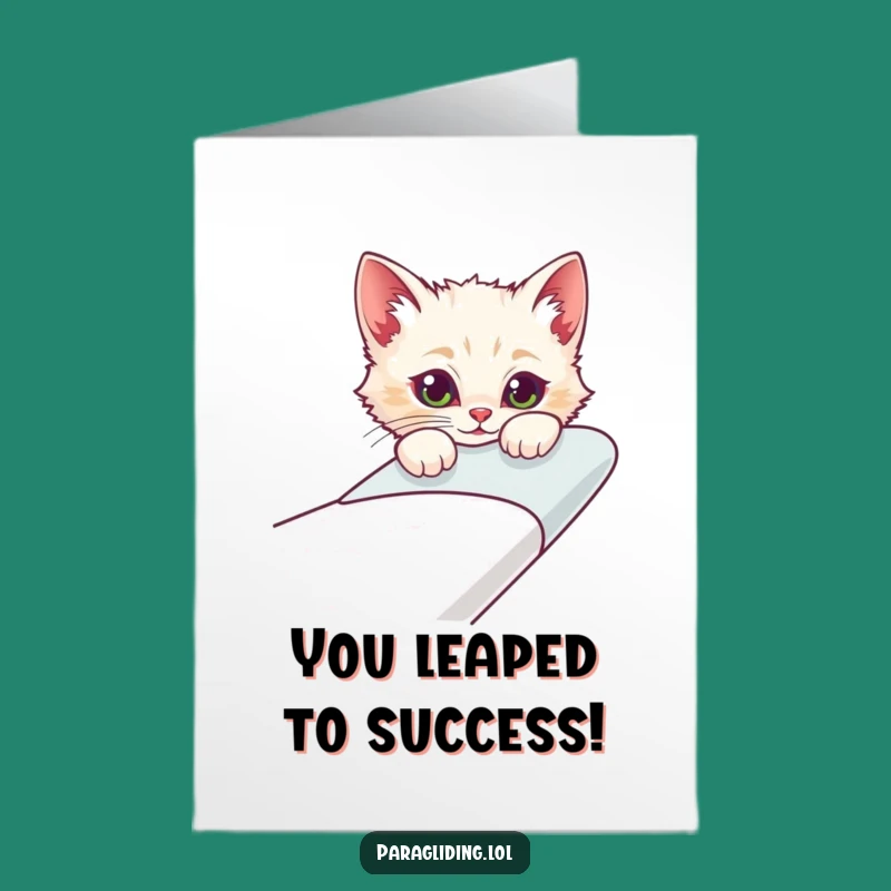 Free Printable Cat Glider Congrats Card: Funny Downloadable Gift for Bold Explorers