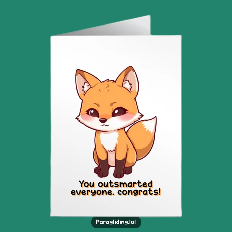 Free Printable Congrats Card: Curious Fox Investigating Success Below