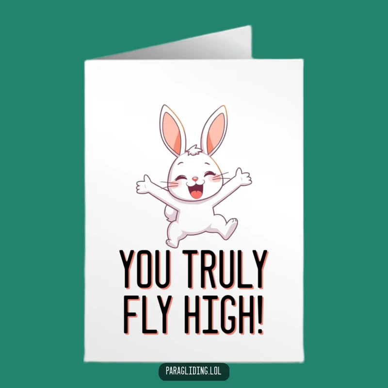 Free Printable Congrats Card: Delighted Bunny Soaring, Fun Downloadable Gift for Big Wins