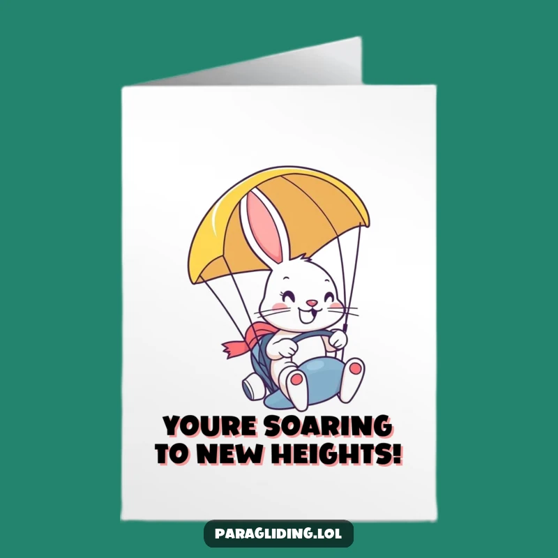 Free Printable Congrats Card: Bunny Paragliding, Grinning DIY Downloadable Gift