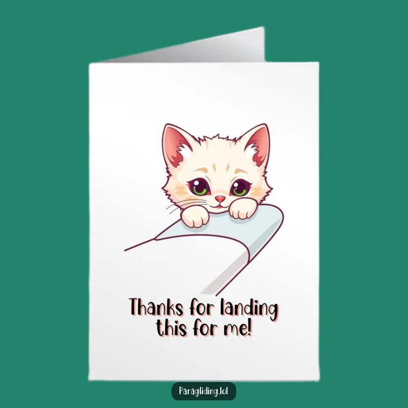 Free Printable Cat Glider Thank You Card: Funny Downloadable Gift of Curious Gratitude