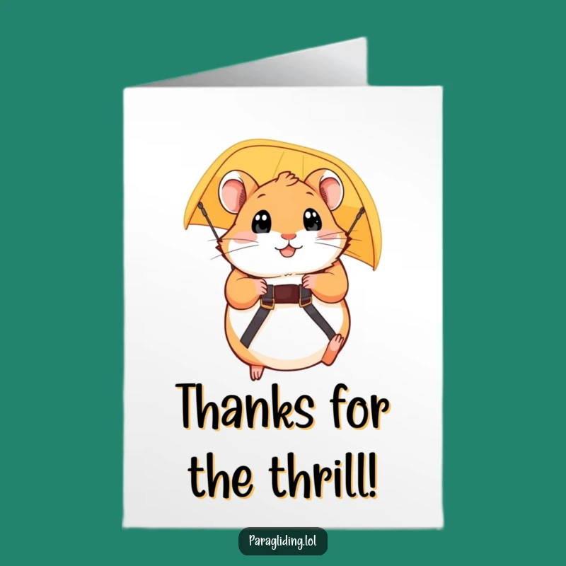 Free Printable Hamster Paraglider Thank You Card: Express Gratitude with a Thrill