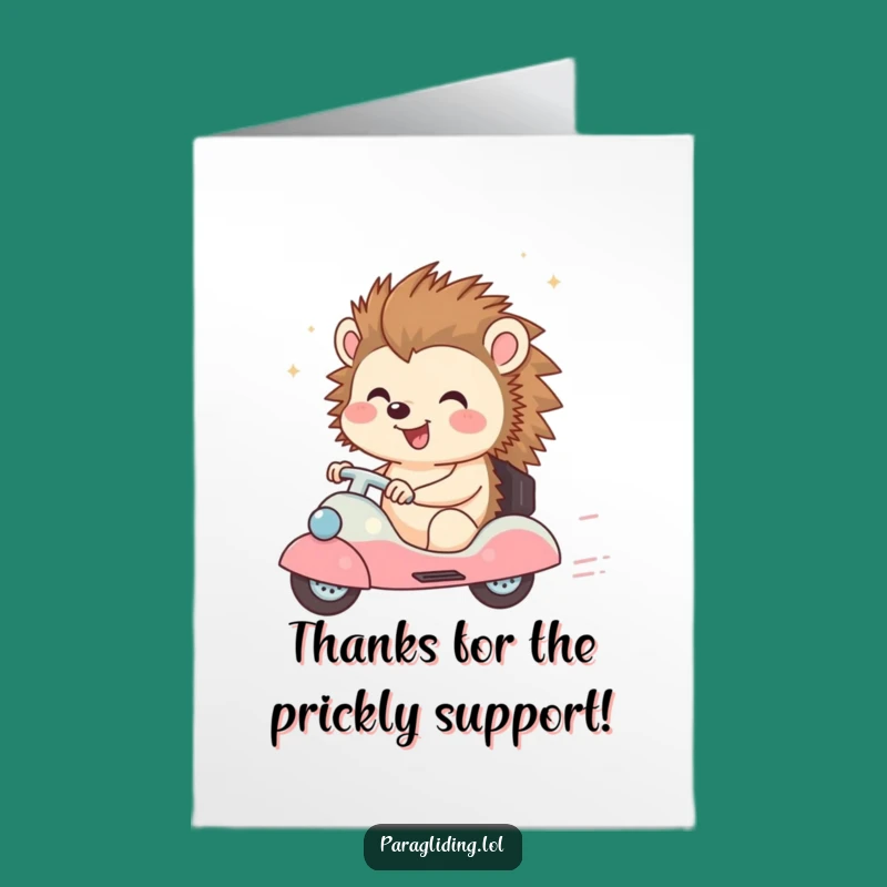 Free Printable Hedgehog Thank You Card: Funny Downloadable Gift of Breezy Gratitude