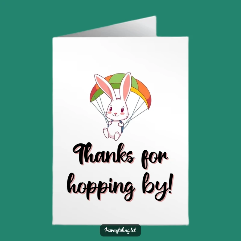 Free Printable Rabbit Paragliding Thank You Card: Curious Downloadable for a Special Thanks!