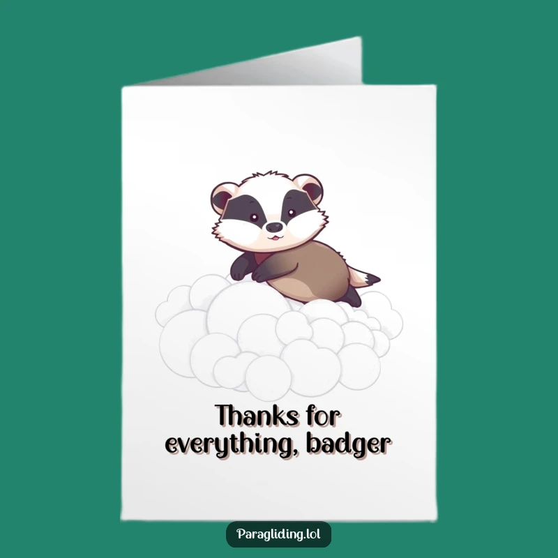 Free Printable Thank You Card: Badger Cloud Glide - Funny Downloadable Gift