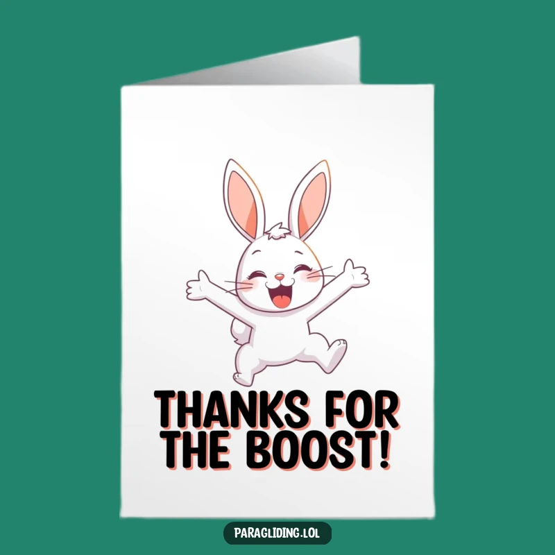 Free Printable Thank You Card: Delighted Bunny Soaring, Fun Downloadable Gift for Appreciation