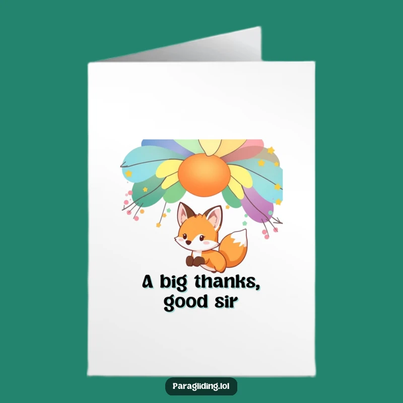 Free Printable Thank You Card: Gliding Fox - Whimsical & Funny Downloadable Gift!