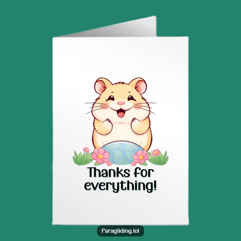 Free Printable Thank You Card: Hamster World View Funny Downloadable Gift