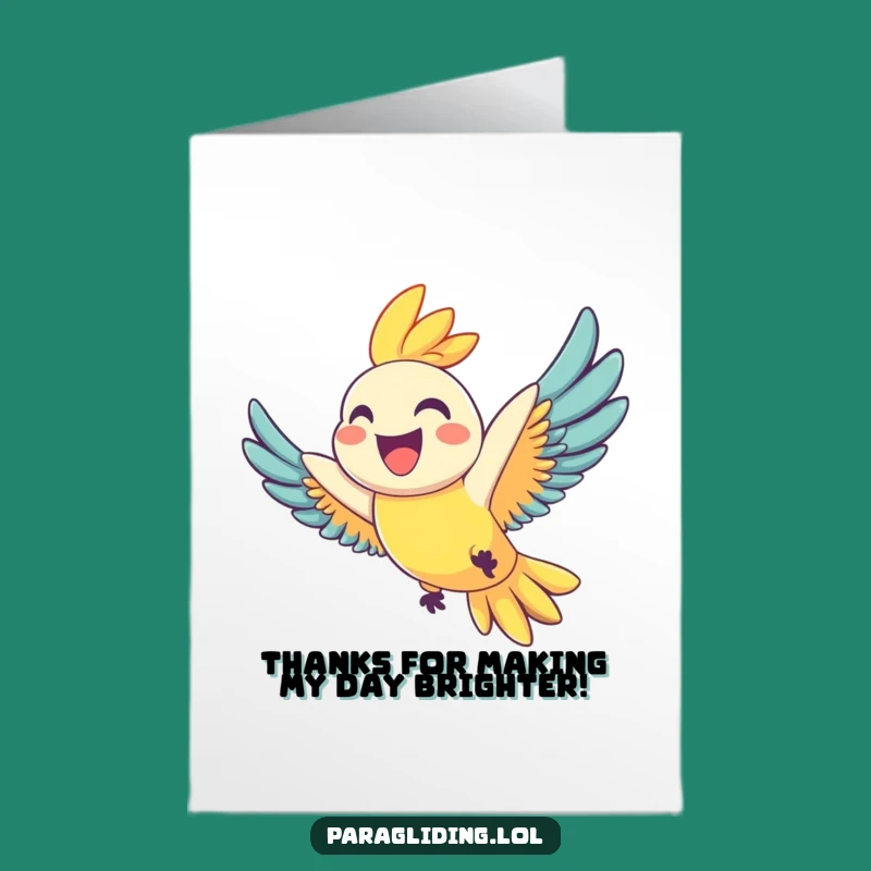 Free Printable Thank You Card: Joyful Parrot Grinning in Flight