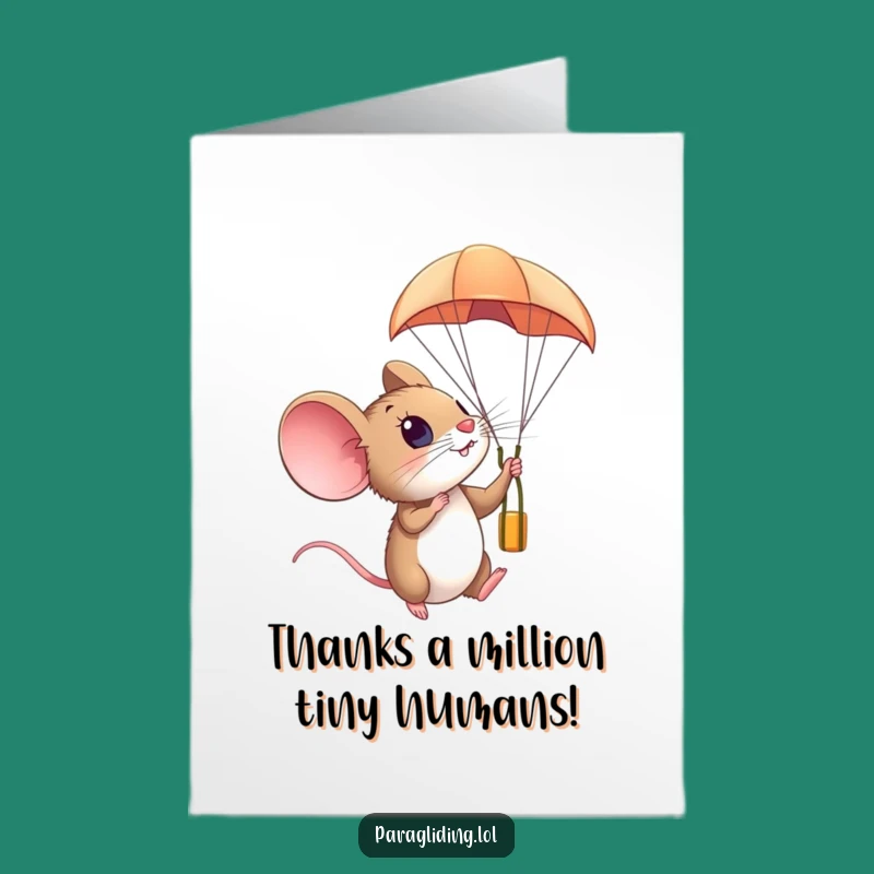 Free Printable Thank You Card: Mouse Paragliding Wow, Hilarious Downloadable Gift for Big Thanks