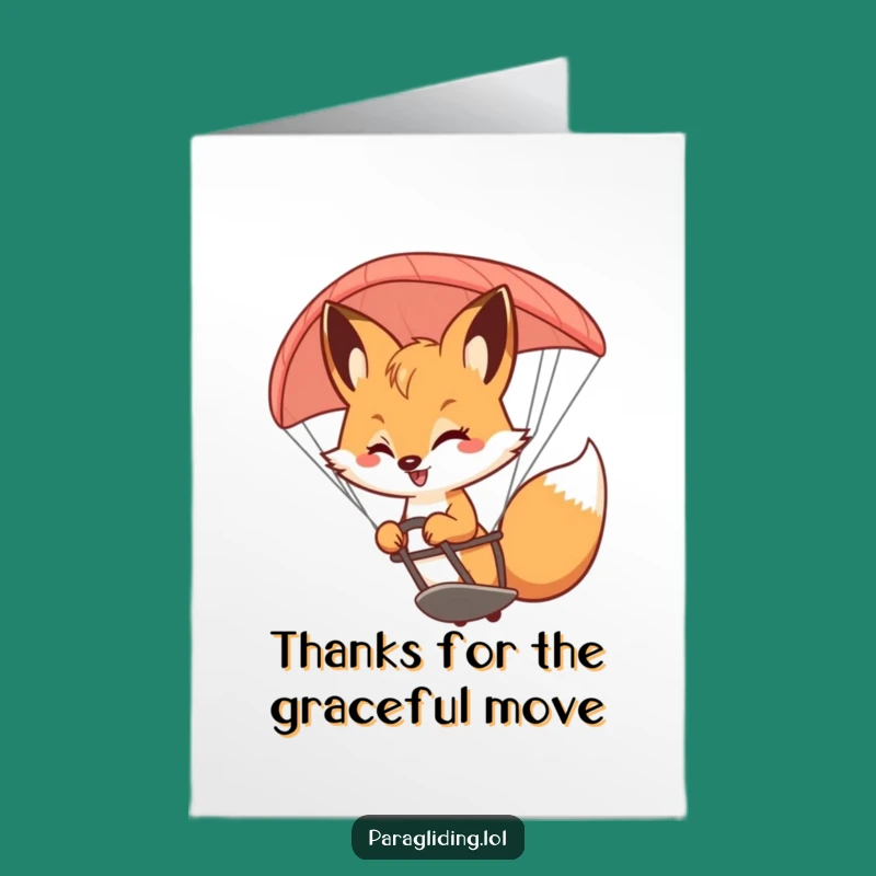 Free Printable Thank You Fox Paraglider Card: Humorous Downloadable Gift