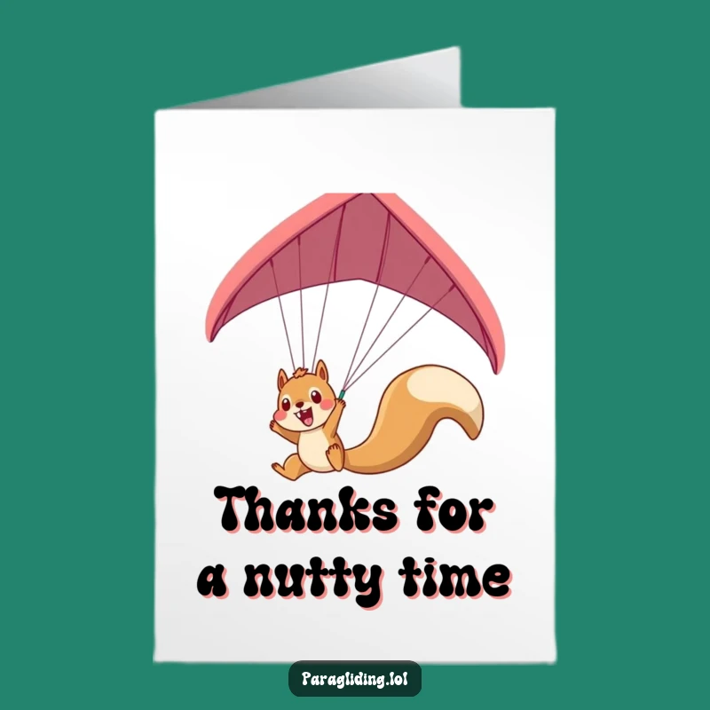 Free Printable Thank You Card: Squirrel Paragliding Thanks Funny Downloadable Gift