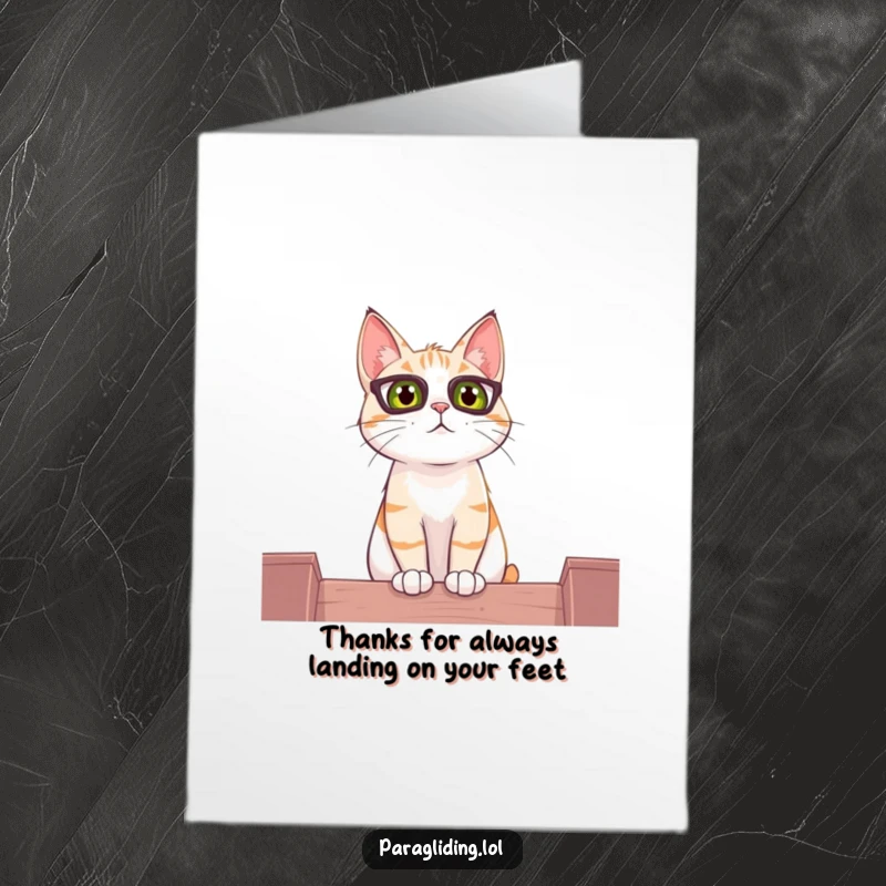 Funny Free Printable Thank You Card: A curious cat observes the world from an elevated viewpoint, offering a unique perspective for thanks.