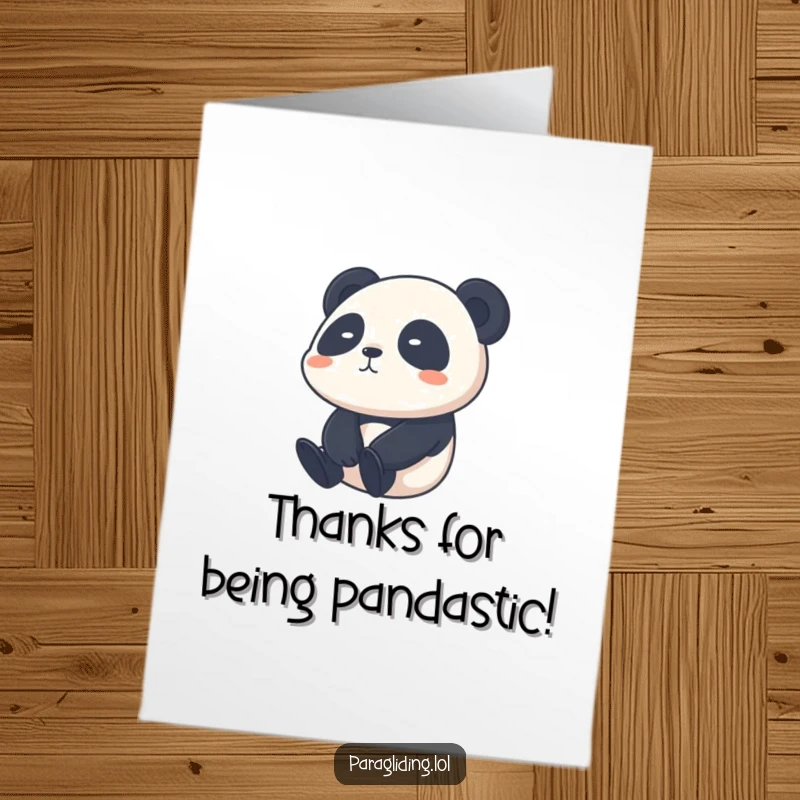 Cute Free Printable Thank You Card: Shy panda drifting peacefully, expressing thanks with downloadable art.