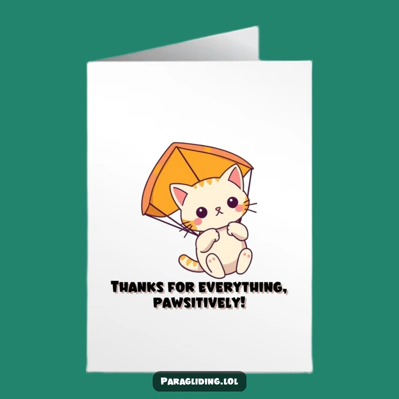 Free Printable Cat Paragliding Thank You Card: Gentle Downloadable for Appreciation!