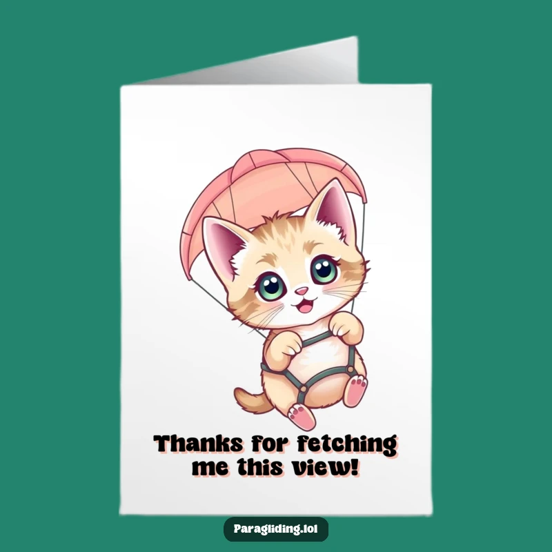 Free Printable Paragliding Kitten Thank You Card: Funny Kitten Downloadable Gift!