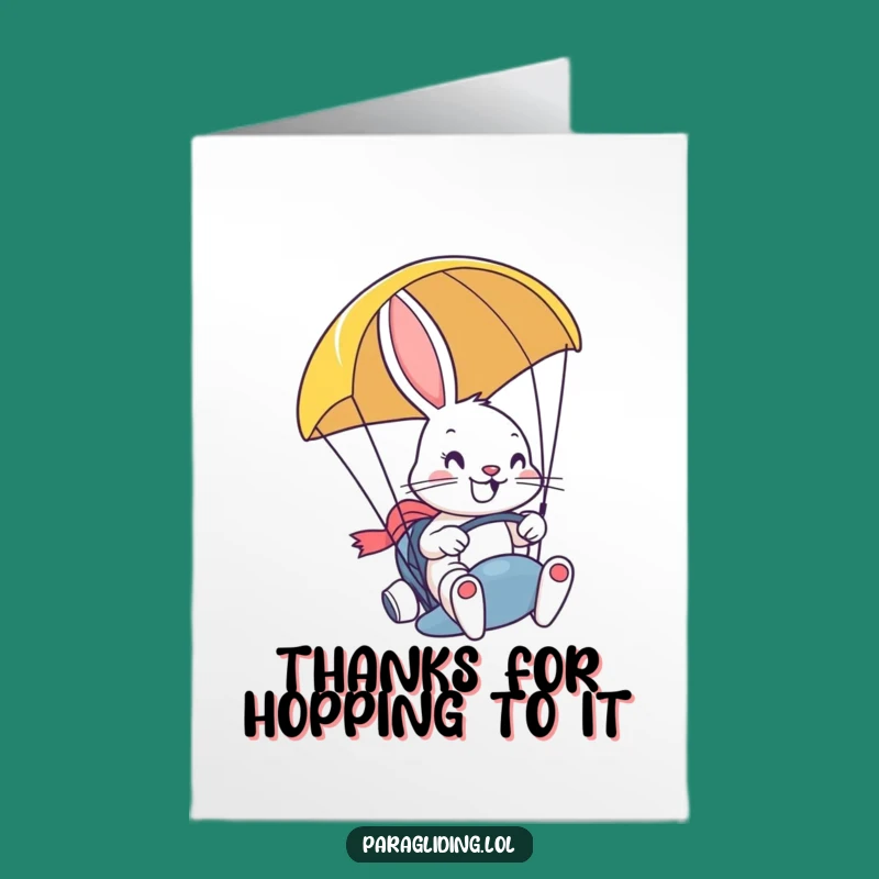 Free Printable Thank You Card: Bunny Paragliding, Grinning DIY Downloadable Gift