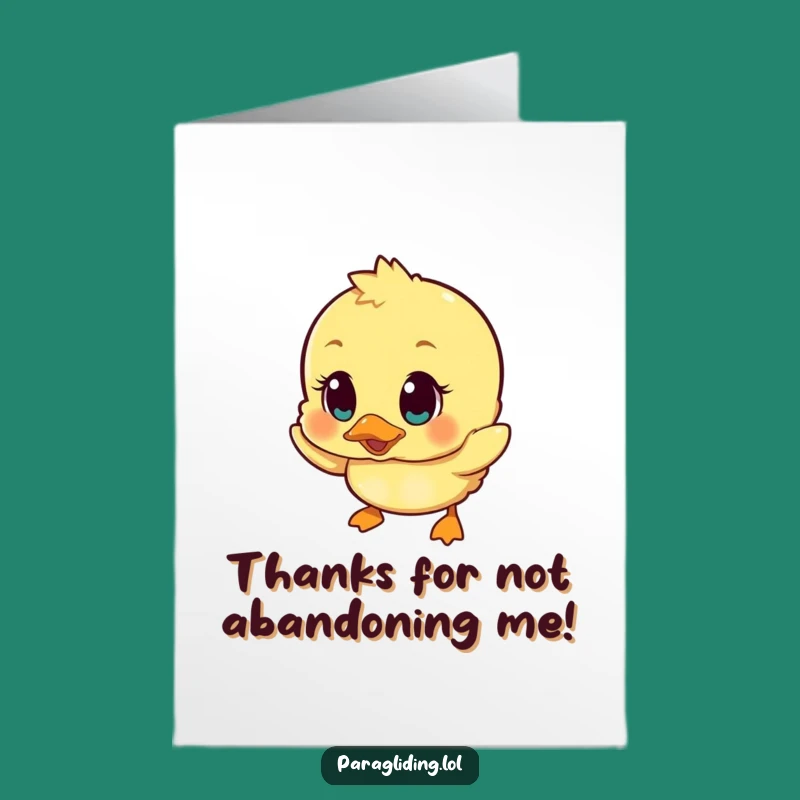 Free Printable Thank You Card: Wobbly Duckling Falling Funny Downloadable Gift