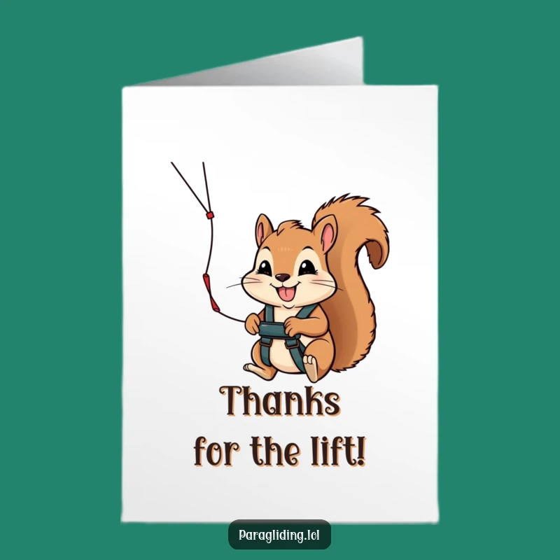 Free Printable Thank You Card: Grateful Squirrel's Paragliding Gesture - Downloadable