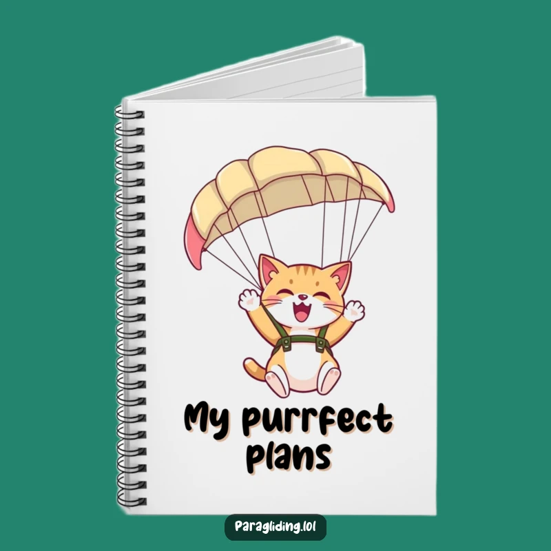 Funny Giggling Cat Paraglider Notebook - Jot Down Adventures with a Smile