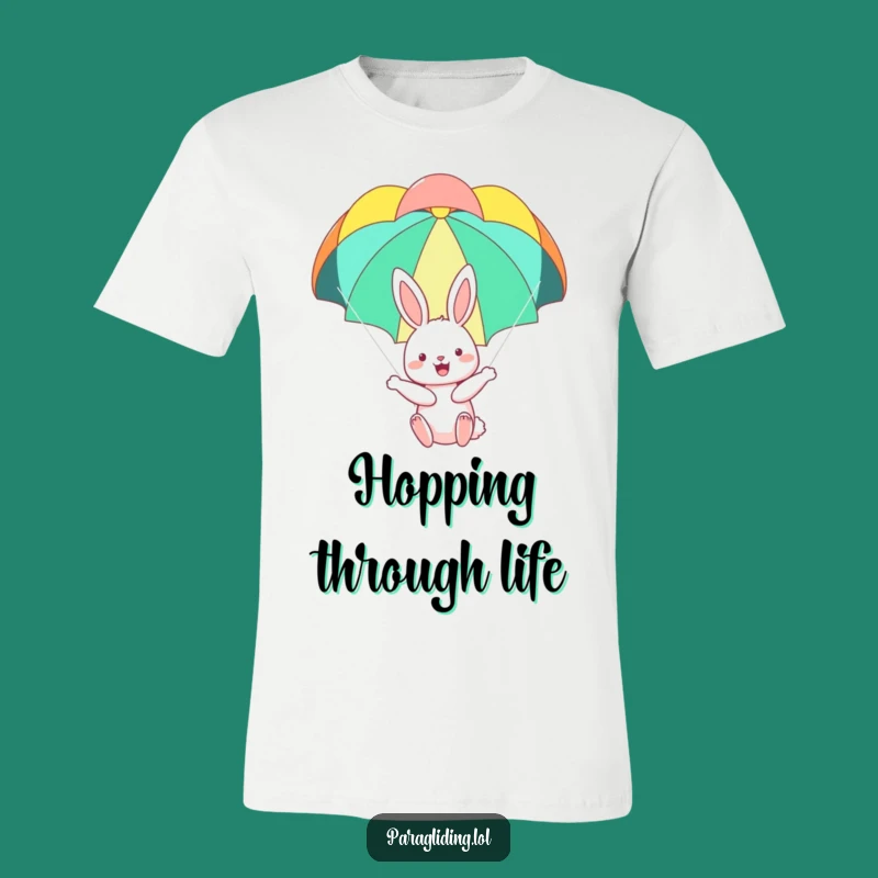 Funny Bunny T-Shirt: Happy Bunny Parachuting, Comical & Cute Adventure Tee