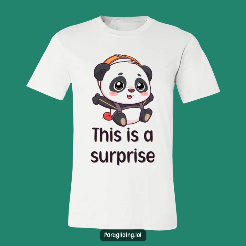Funny Panda Paraglider T-Shirt: Happy & Bewildered Flight Tee Gift
