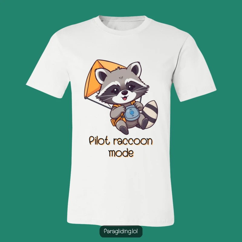 Funny Raccoon Paraglider T-Shirt - Mischievous Pilot Adventure Humor Gift