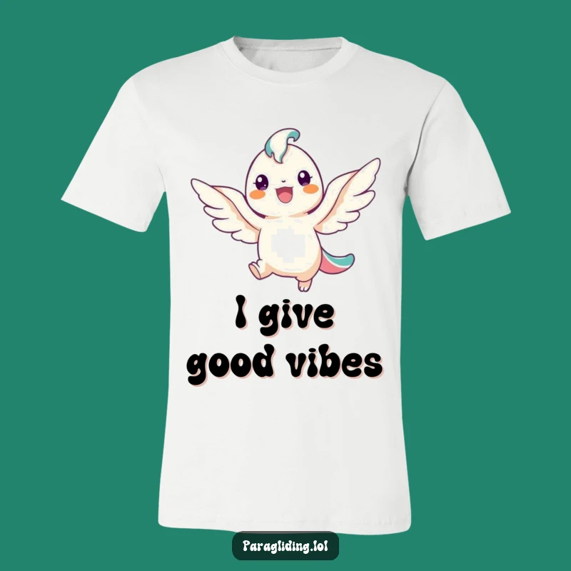 Funny Winged Creature T-Shirt: Cheerful Angel Descending Smiling, Great Gift