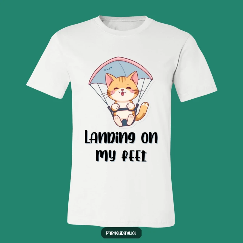 Funny Cat Paraglider T-Shirt: Confident Pilot's Sky Maneuvers Tee, Great Funny Gift