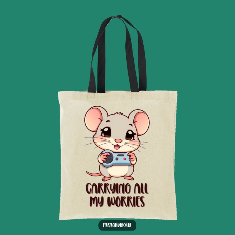 Funny Shy Mouse Tote Bag: Carry Your Gaming Gear in Style!