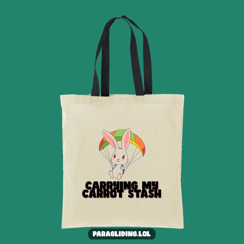 Funny Rabbit Paragliding Tote Bag: Carry Curiosity on Your Adventures