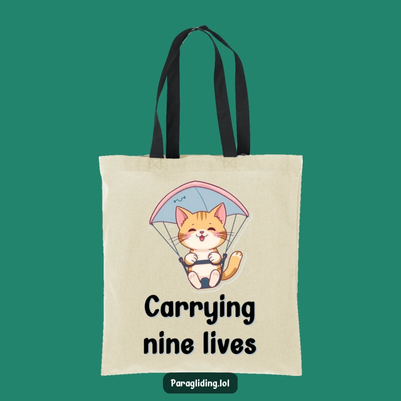 Funny Cat Paraglider Tote Bag: Confident Pilot's Carry-All, Chic Funny Gift