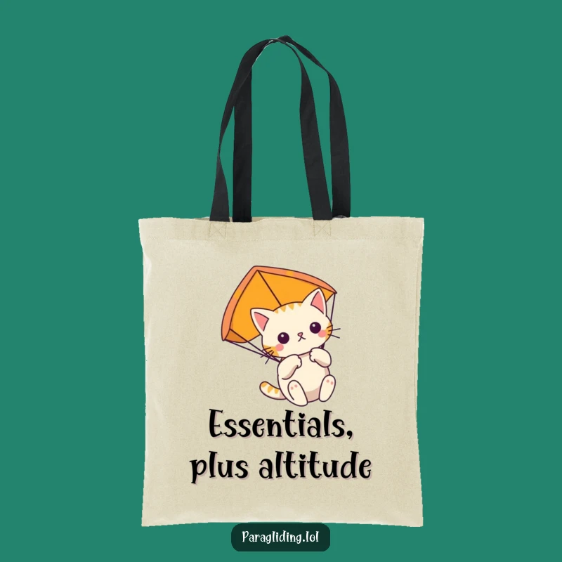Funny Cat Paragliding Tote Bag: Carry Your Mission with Determined Style